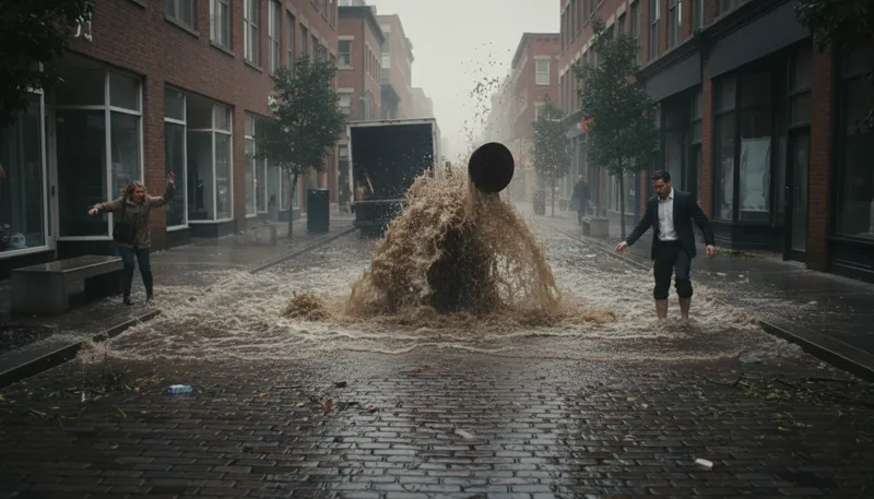Illustration of sewer: An underground system for waste drainage.