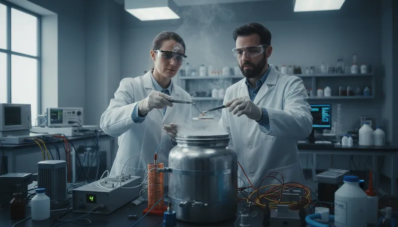 Illustration of superconducting: Material that conducts electricity without resistance.
