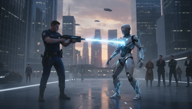 Illustration of on stun: a temporary, non-lethal weapon setting
