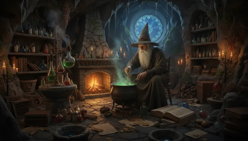 Illustration of alchemy: Ancient practice of transforming matter.