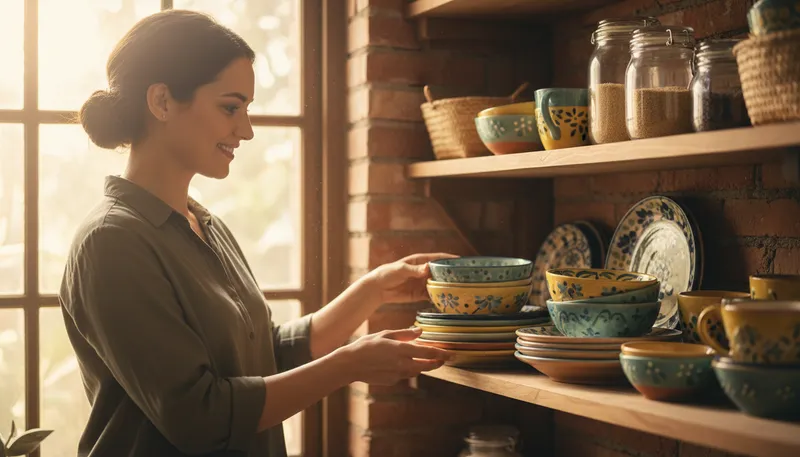 Illustration of crockery: Dishes made of earthenware or ceramics.