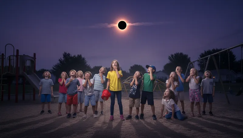 Illustration of eclipse: The moon blocks the sun's light temporarily.
