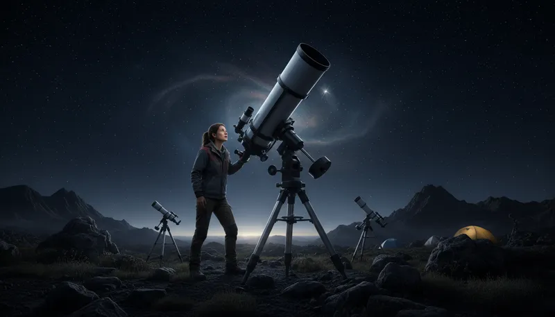 Illustration of telescope: An instrument for viewing distant objects.
