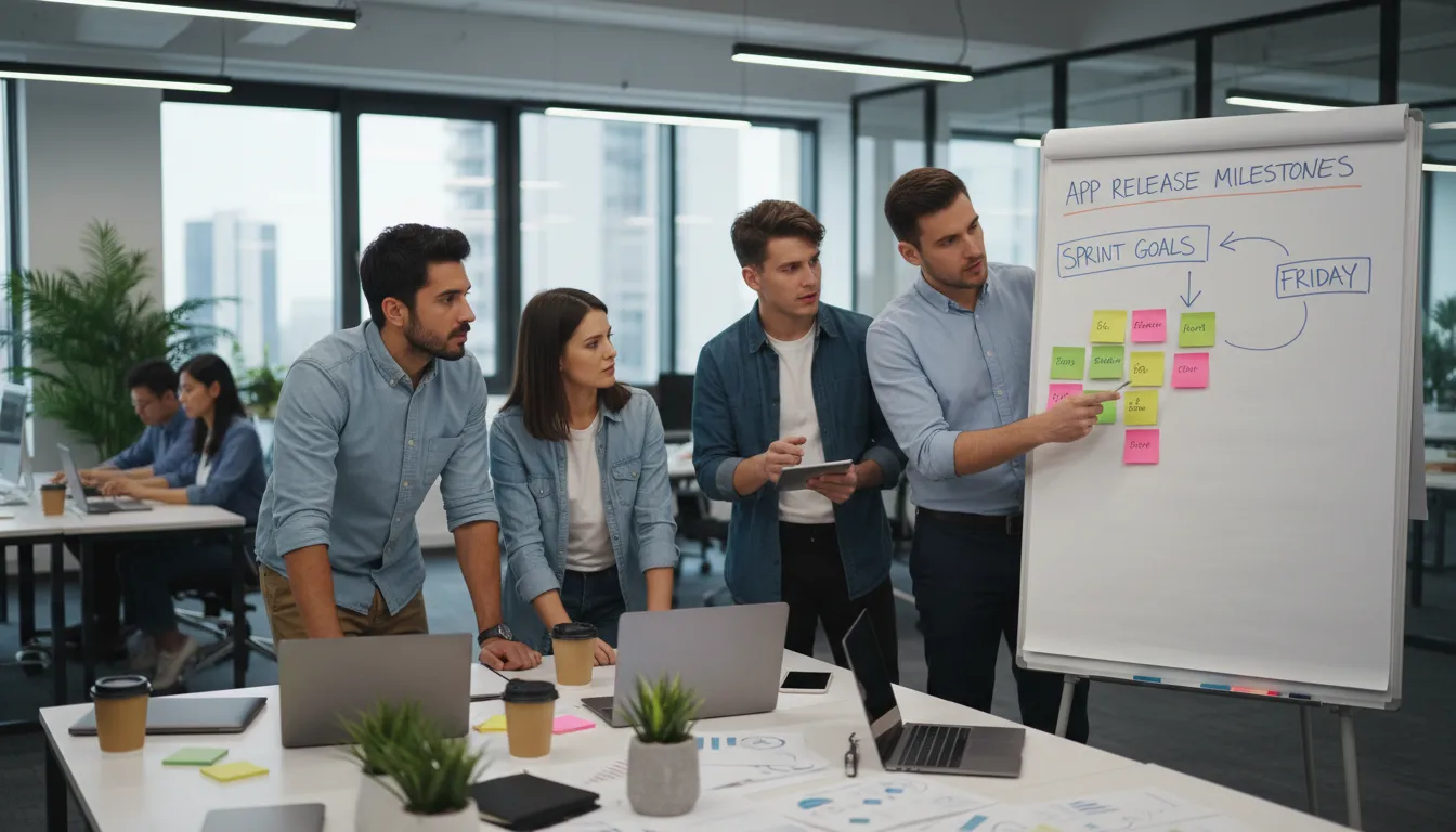 Illustration of sprint: short, intense work period for a team