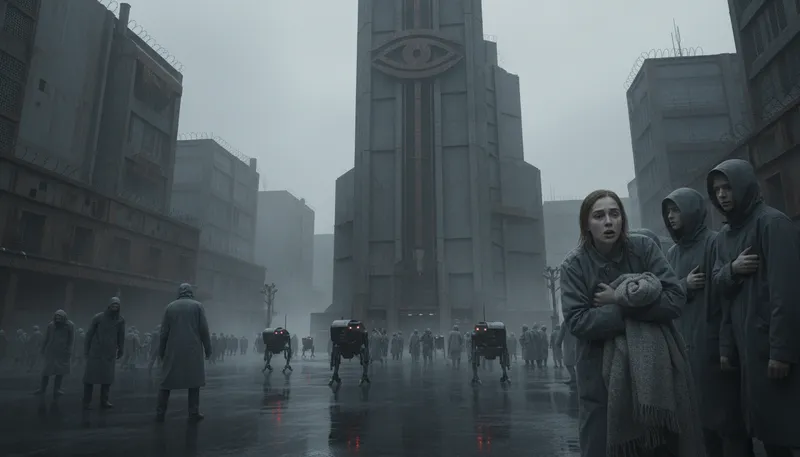 Illustration of dystopian: relating to an imagined undesirable society.