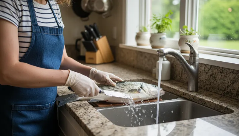 Illustration of scale: remove scales from a fish before cooking