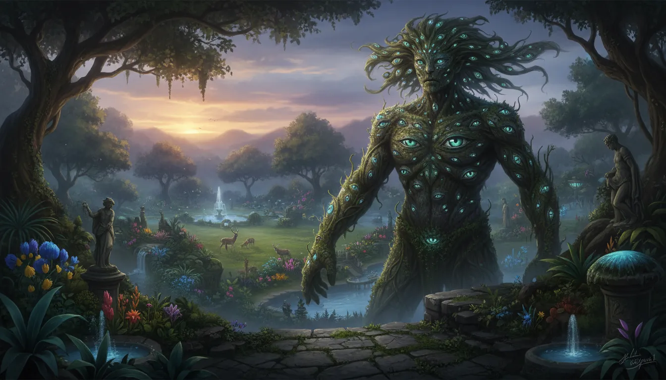 Argus 的插图：A mythical creature with many eyes.