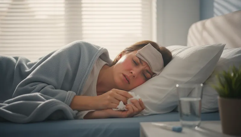 Illustration of i have a fever: Body temperature is higher than normal.