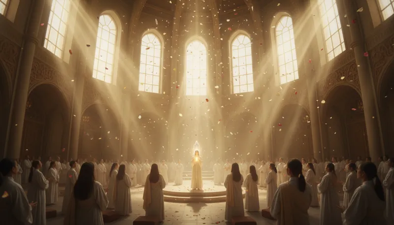 Illustration of sanctification: The process of being made holy or sacred.