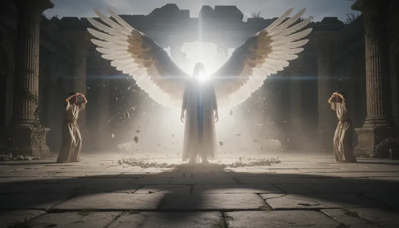 Illustration of archangel: A high-ranking angel in religious texts.
