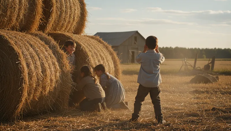 Illustration of haystack: A large pile of dried grass or hay.