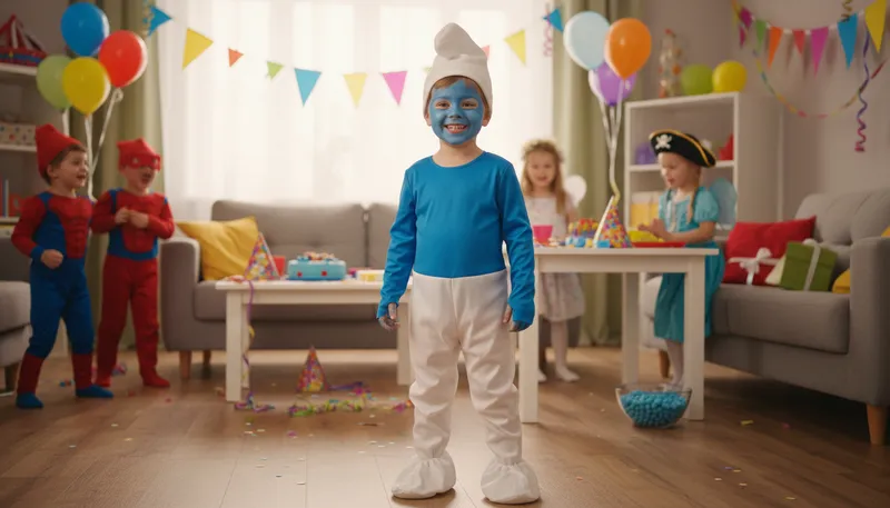 Illustration of smurf: A small blue fictional character.