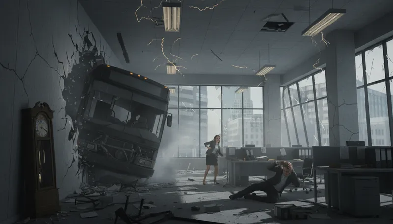 Illustration of impact: the effect of a collision or influence