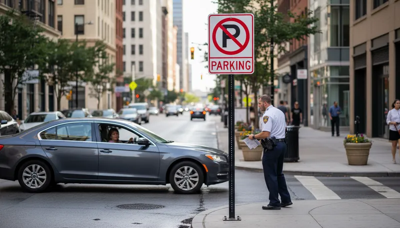 Illustration of no parking: a sign prohibiting vehicle parking