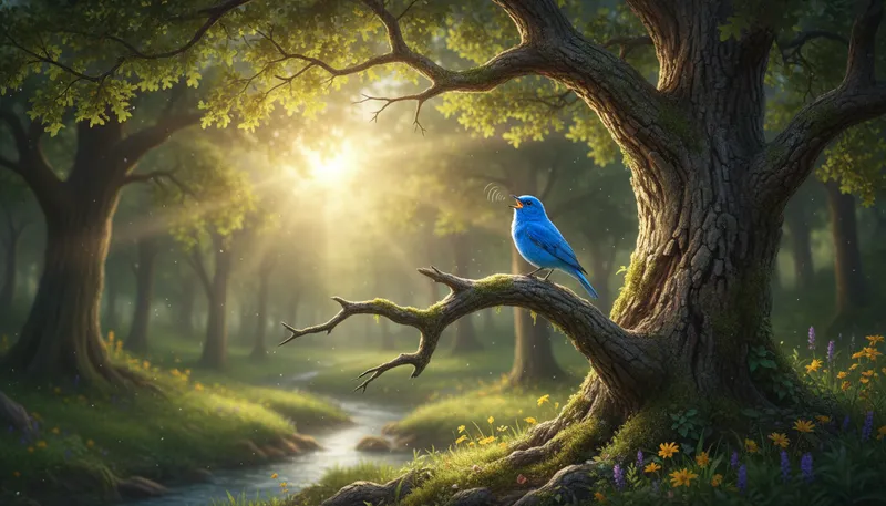 Illustration of bluebird: A small bird known for its blue color.