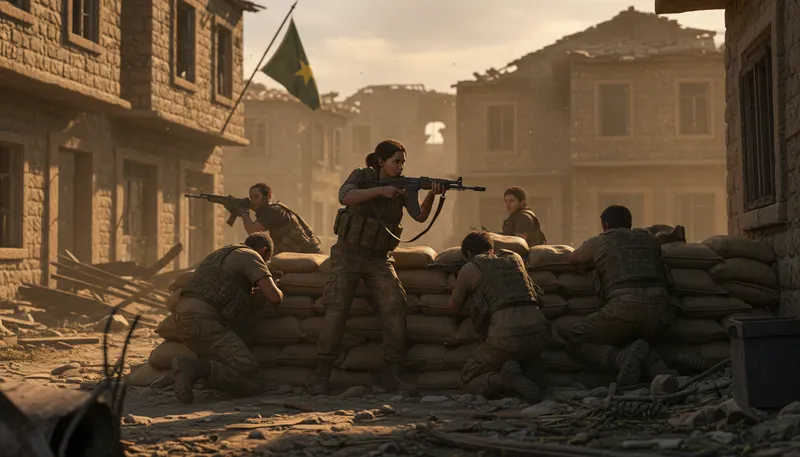 Illustration of ypg: a Kurdish military force in Syria.