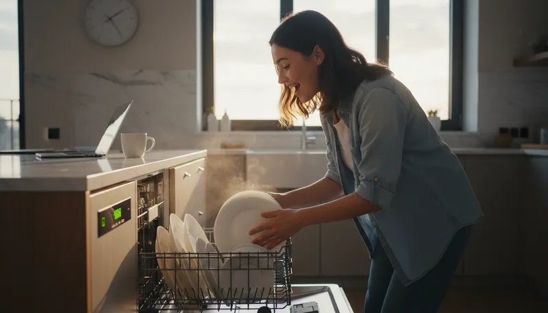 Illustration of dishwasher: A machine for washing dirty dishes.