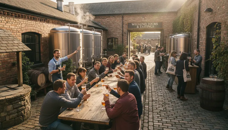 Illustration of brewery: A place where beer is produced.
