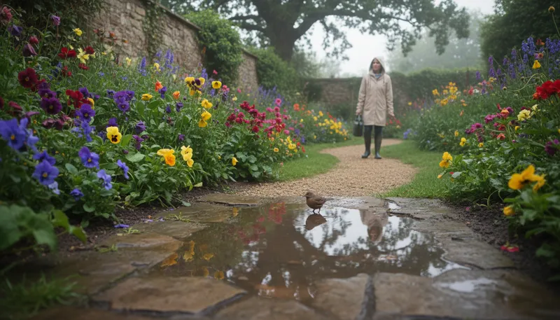 Illustration of rainwater: Water that falls as rain and collects.