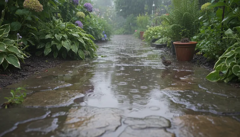 Illustration of rainfall: Water that falls from clouds as rain.