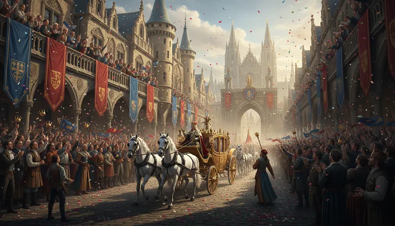 Illustration of coronation: The ceremony of crowning a monarch.