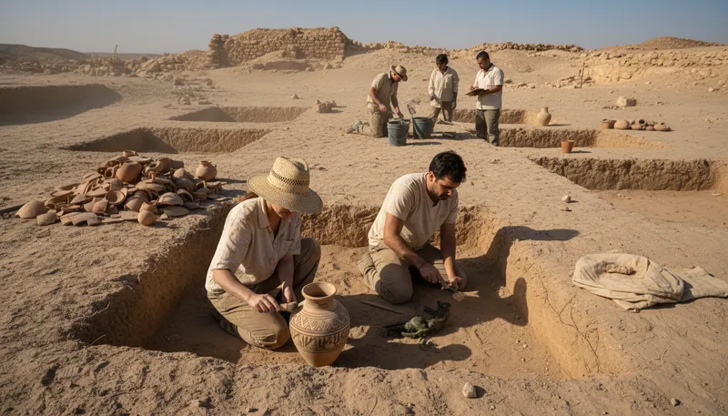 Illustration of excavate: To dig up earth or uncover something.