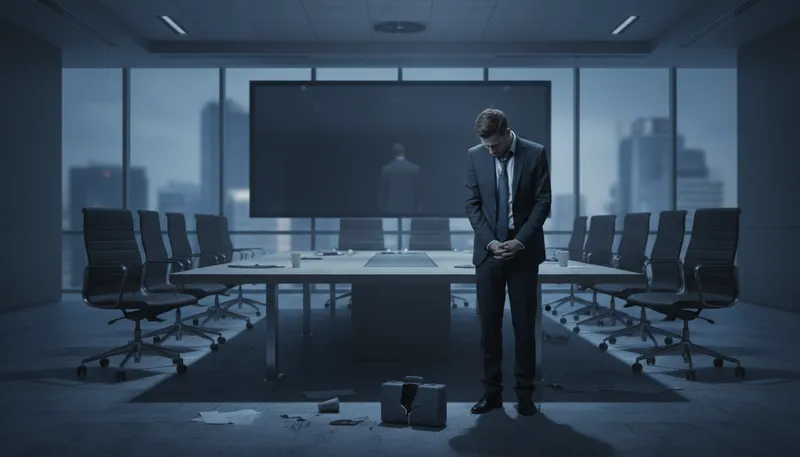 Illustration of professional suicide: an action that harms one's career
