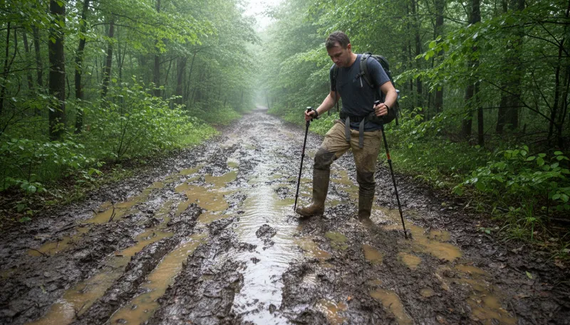 Illustration of swampy: wet and muddy, like a swamp.