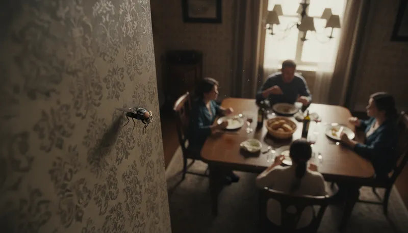 Illustration of fly on the wall: An unobtrusive observer of a situation.