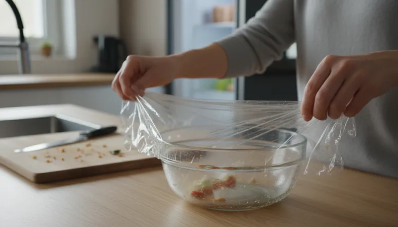 Illustration of saran: A type of plastic wrap for food storage.