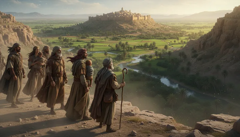 Illustration of canaan: A historical region mentioned in religious texts.