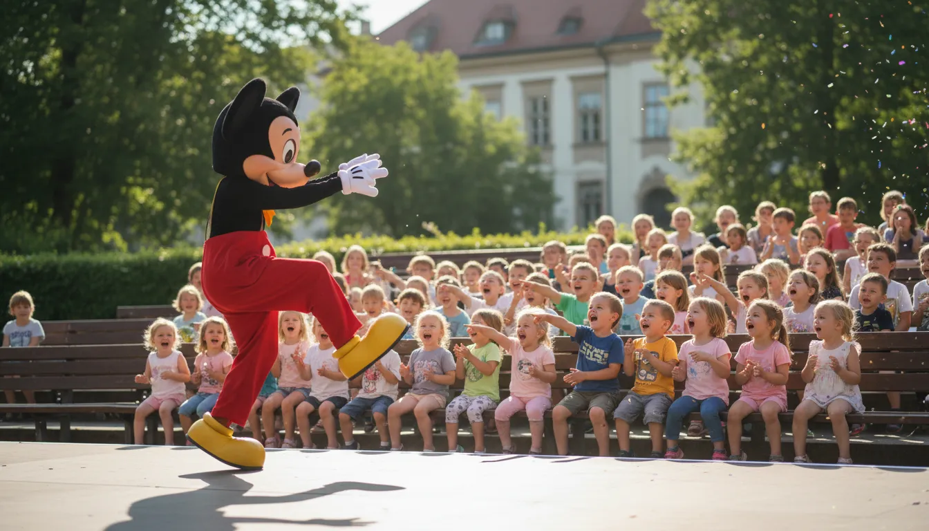 Mickey 일러스트: A small, playful mouse character from cartoons.