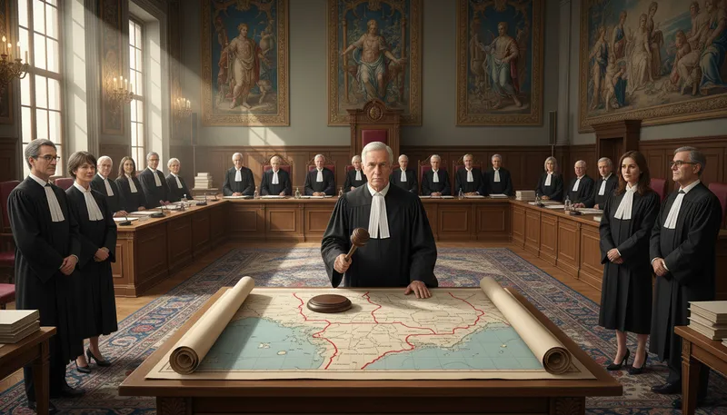 Illustration of icj: International Court of Justice; settles disputes.