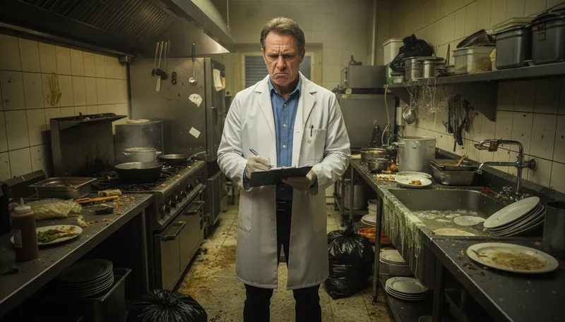 Illustration of unsanitary: Dirty and likely to cause disease.