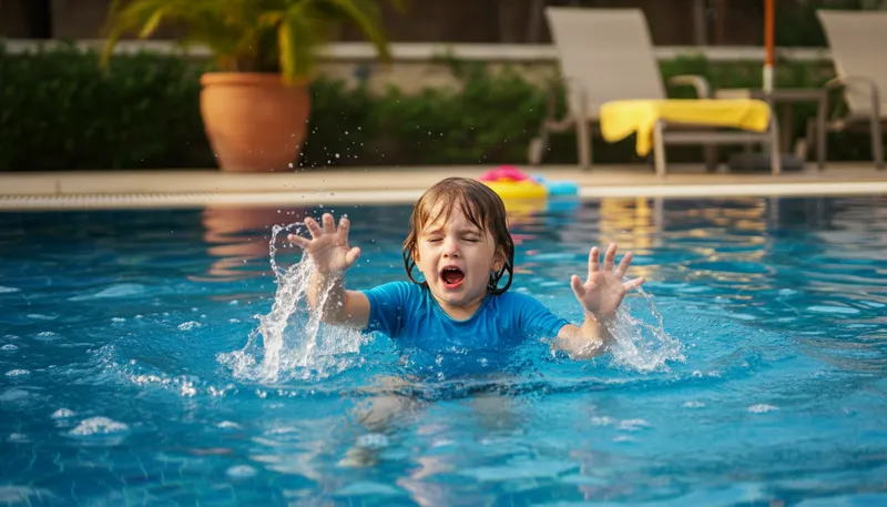 Illustration of drown: To die by being submerged in water.