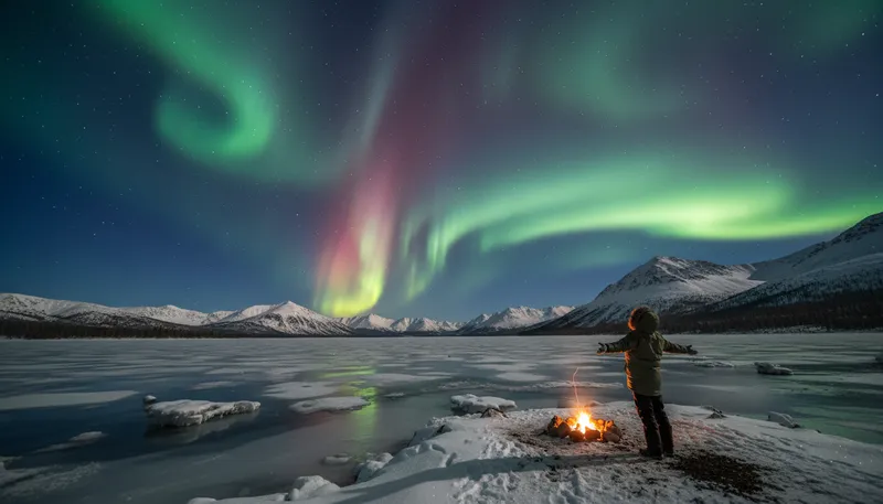 Illustration of aurora: Natural light display in the sky.