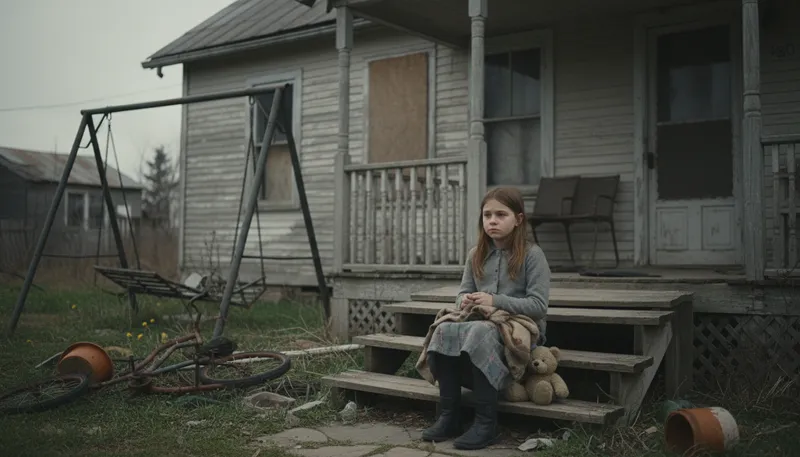 Illustration of broken home: A family disrupted by separation or divorce.