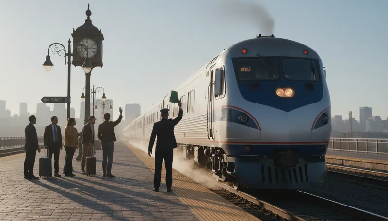 Illustration of eastbound: traveling or moving toward the east