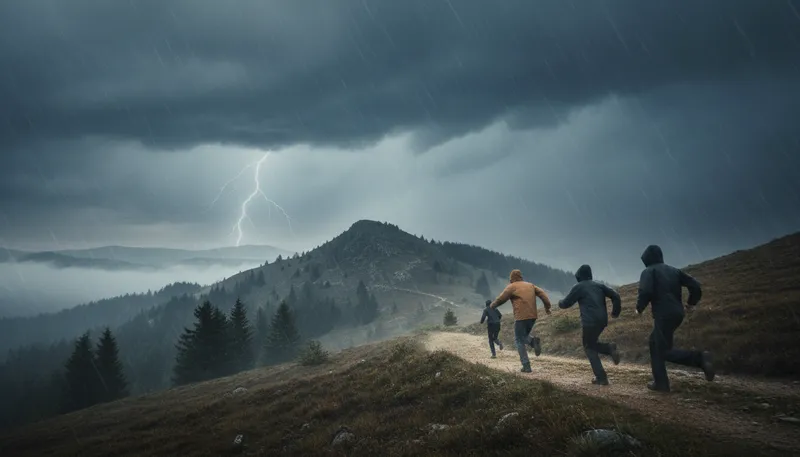 Illustration of run for the hills: flee from danger quickly