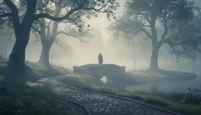 Illustration of misty: Filled with mist or fog; unclear.