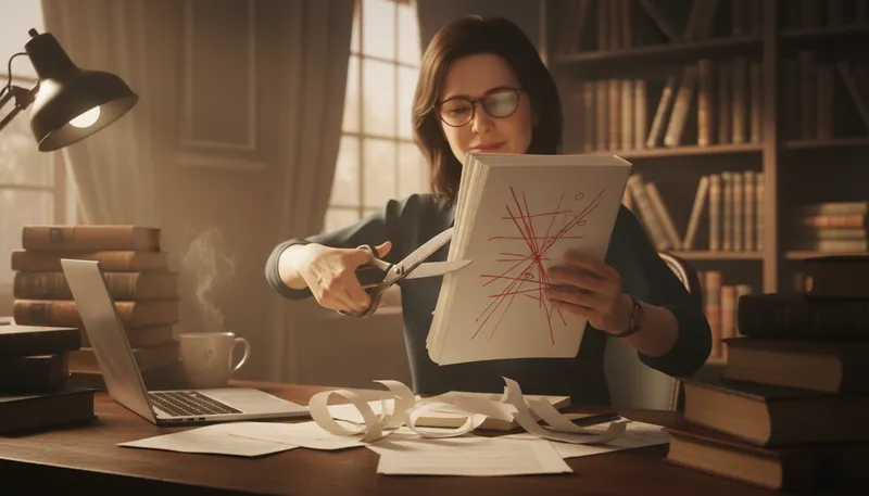 Illustration of abridge: To shorten a text or piece of writing.