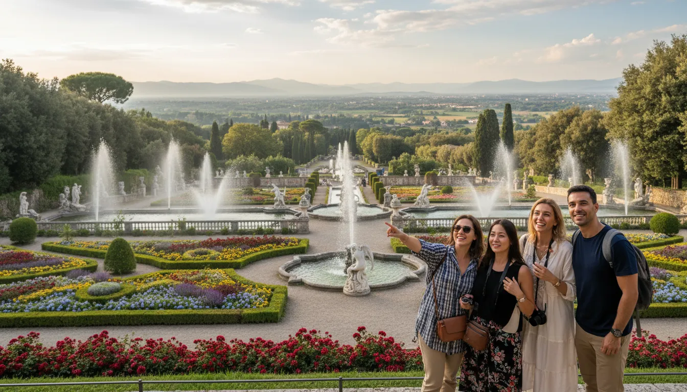 Illustrazione di Tivoli: A town in Italy, known for gardens and villas.