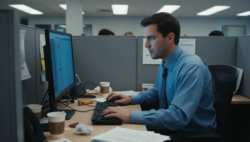 Illustration of cubicle: A small enclosed workspace.