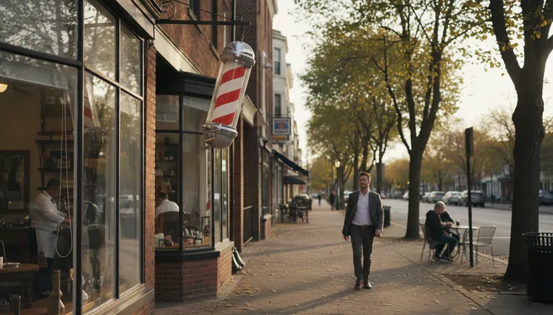 Illustration of barber's sign: a sign indicating a service or place