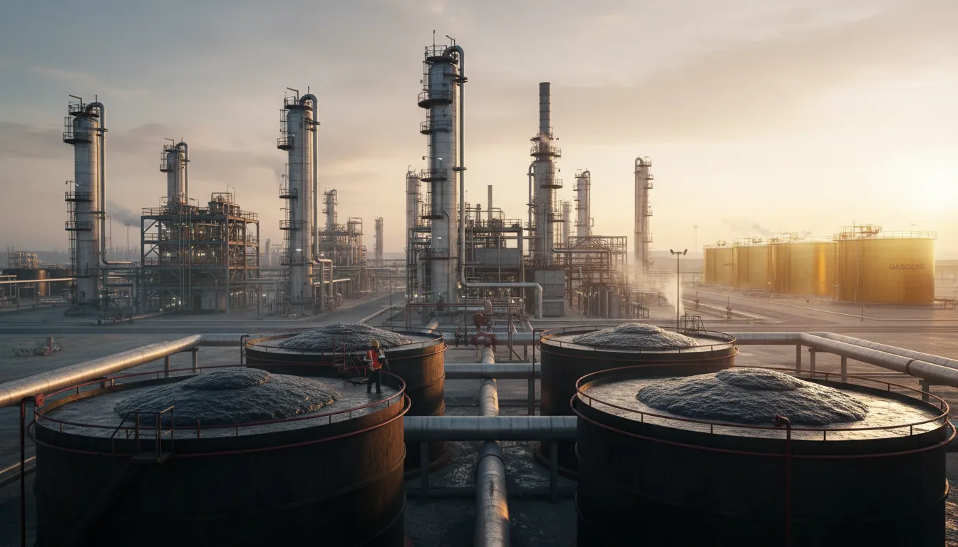 crude oilのイラスト：Unrefined liquid petroleum extracted from the ground.