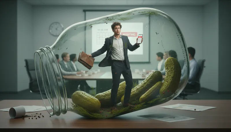 Illustration of in a pickle: in a difficult or troublesome situation
