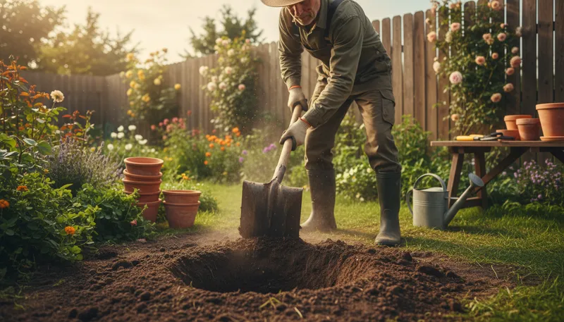 Illustration of spade: a tool for digging with a flat blade