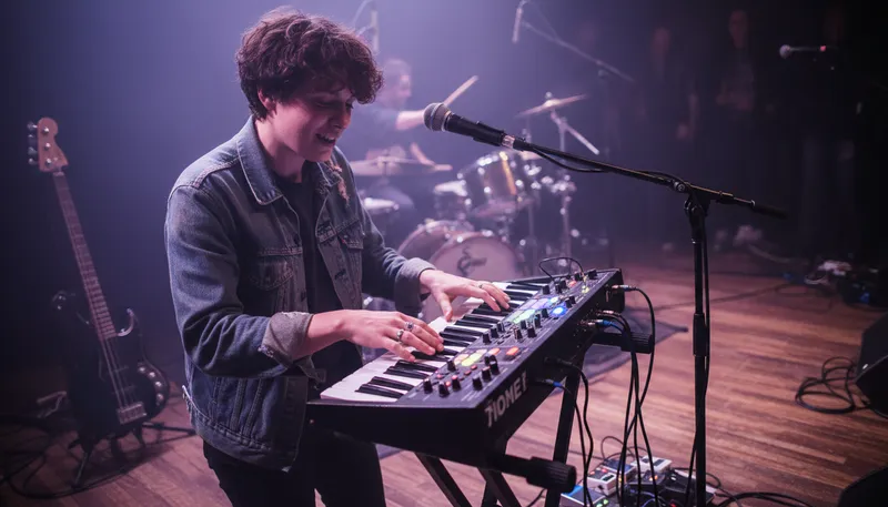 Illustration of synthesizer: An electronic instrument that creates sounds.
