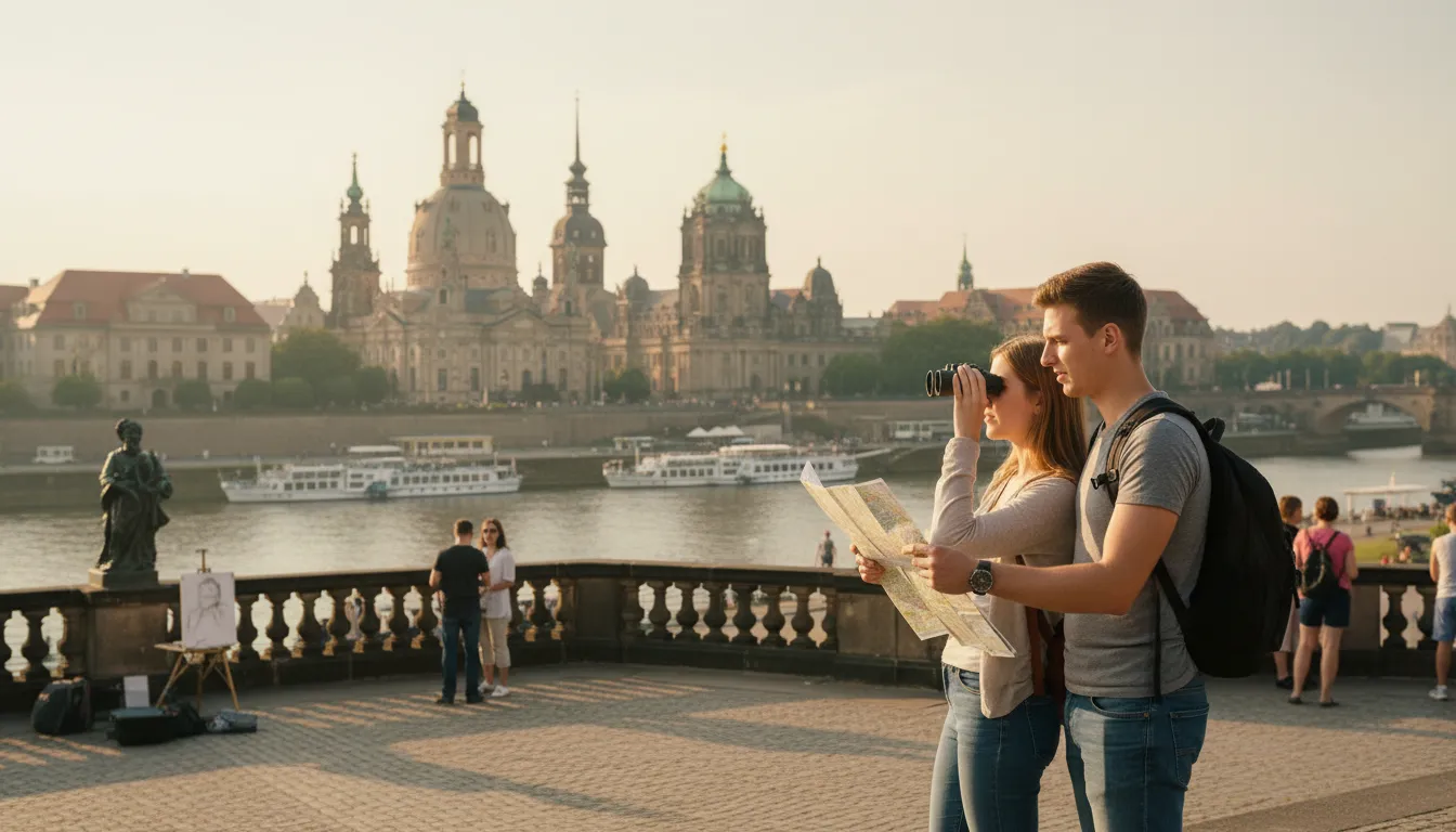 Illustration von Dresden: A city in Germany famous for porcelain and art.