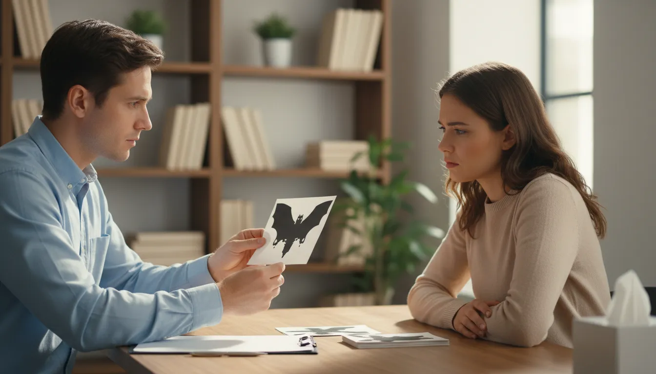 “Rorschach” kelimesinin çizimi: A psychological test using inkblots.